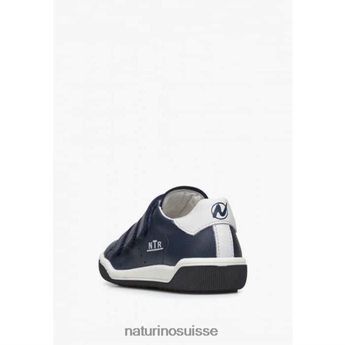 enfants falaise vl T88FLL362 Naturino baskets en cuir avec velcro Navet blanc