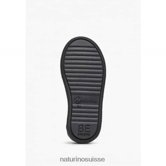enfants falaise vl T88FLL518 Naturino baskets en cuir avec velcro blanc-cognac