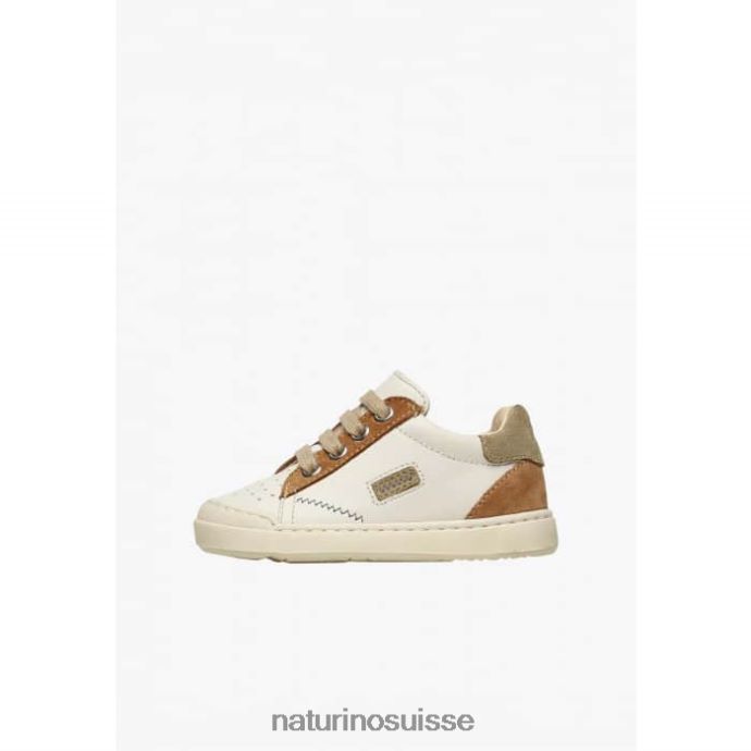 enfants faux zip T88FLL424 Naturino baskets en cuir et daim crème-marron