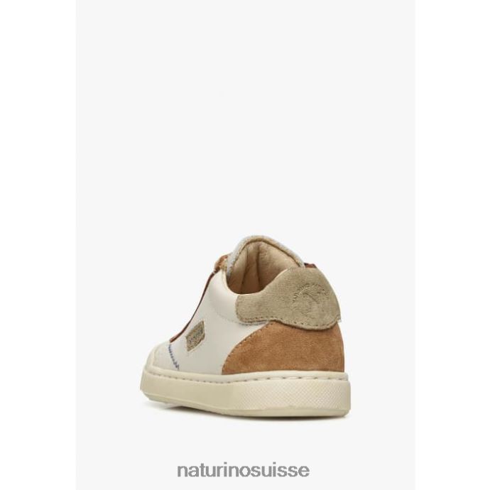 enfants faux zip T88FLL424 Naturino baskets en cuir et daim crème-marron