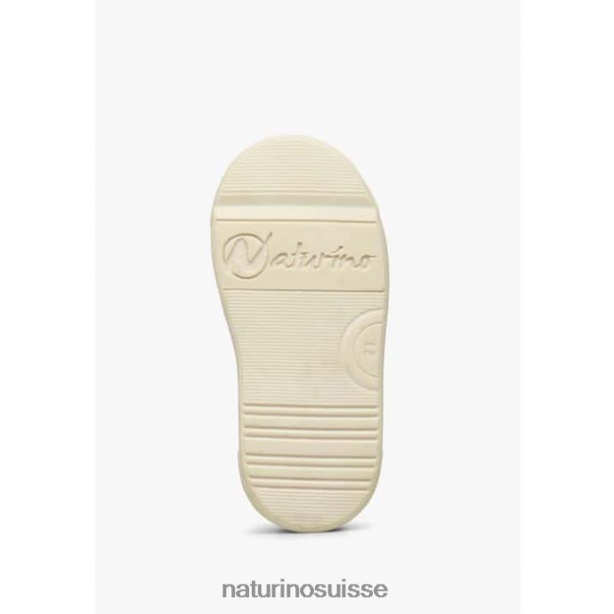 enfants faux zip T88FLL424 Naturino baskets en cuir et daim crème-marron