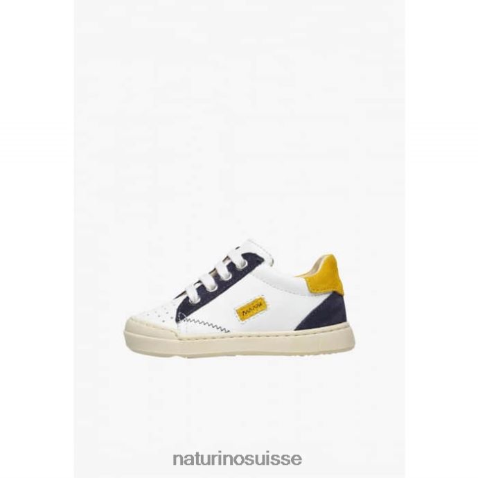 enfants faux zip T88FLL476 Naturino baskets en cuir et daim blanc bleu