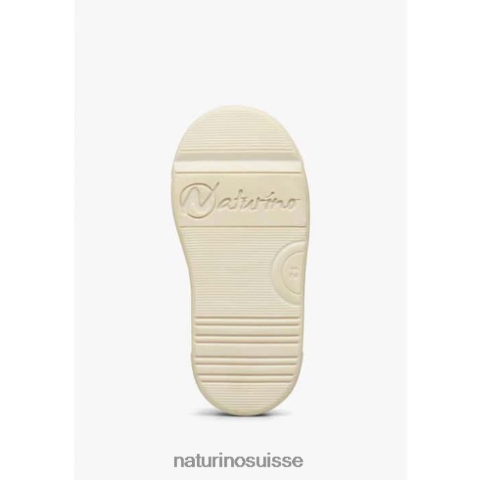 enfants faux zip T88FLL477 Naturino baskets en cuir et daim platine-rose poudré