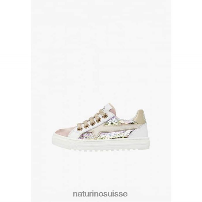 enfants fermeture éclair éclair. T88FLL383 Naturino baskets en cuir et daim rose poudré