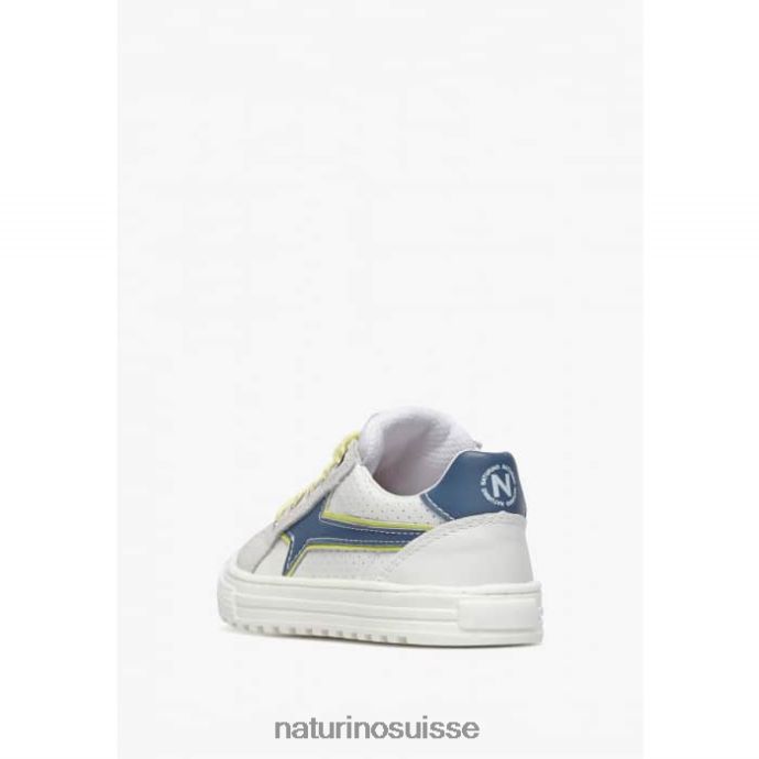 enfants fermeture éclair éclair. T88FLL387 Naturino baskets en cuir et daim gris-vert fluo