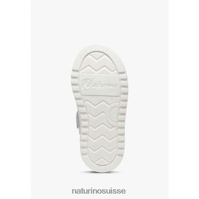 enfants fermeture éclair éclair. T88FLL387 Naturino baskets en cuir et daim gris-vert fluo
