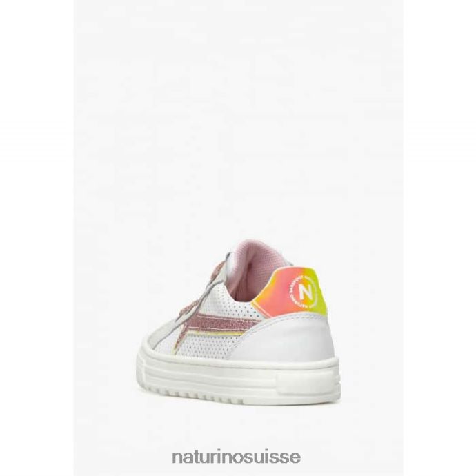 enfants fermeture éclair éclair. T88FLL423 Naturino baskets en cuir et daim gris-rose