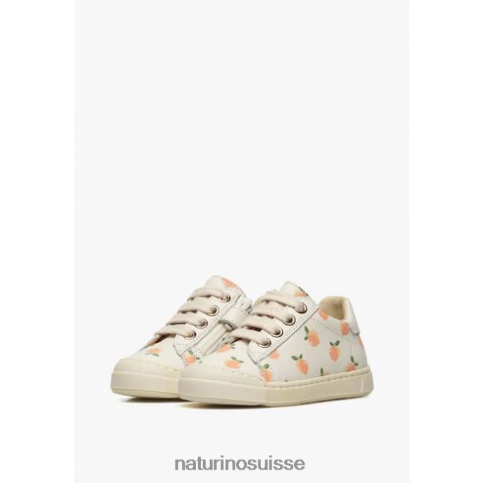 enfants fermeture éclair d\'eindhoven T88FLL403 Naturino baskets en cuir à imprimé abricot crème