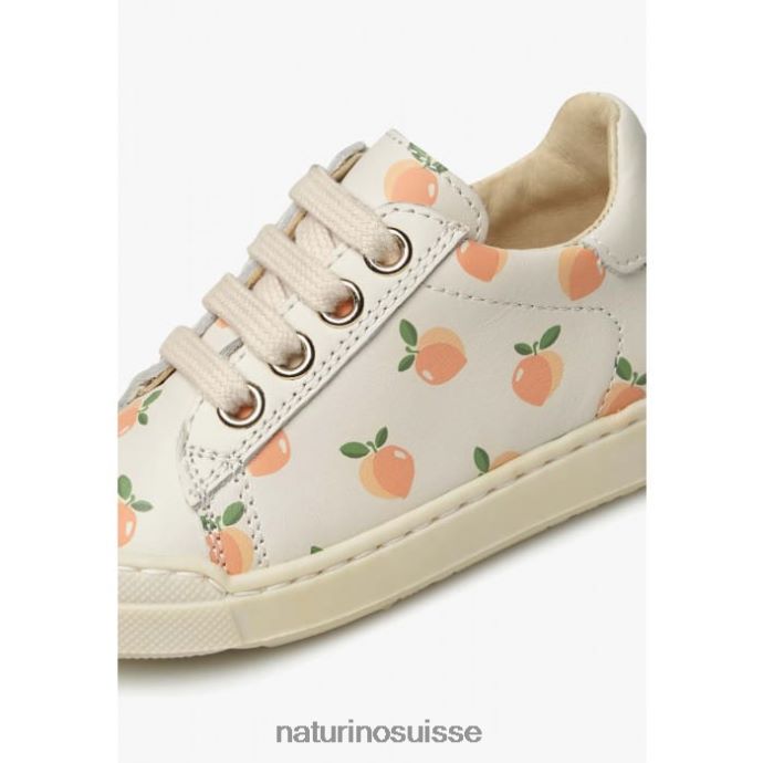 enfants fermeture éclair d\'eindhoven T88FLL403 Naturino baskets en cuir à imprimé abricot crème