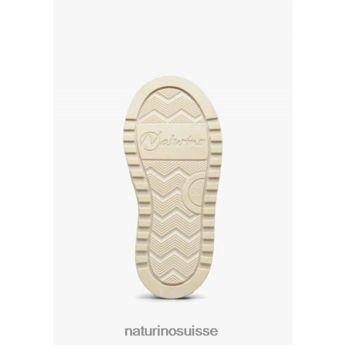 enfants fermeture éclair hybride Ariton. T88FLL367 Naturino baskets en cuir végétal et coton biologique blanc-fuchsia