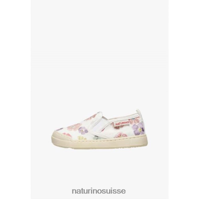 enfants henntor T88FLL388 Naturino baskets en tissu blanc-rose