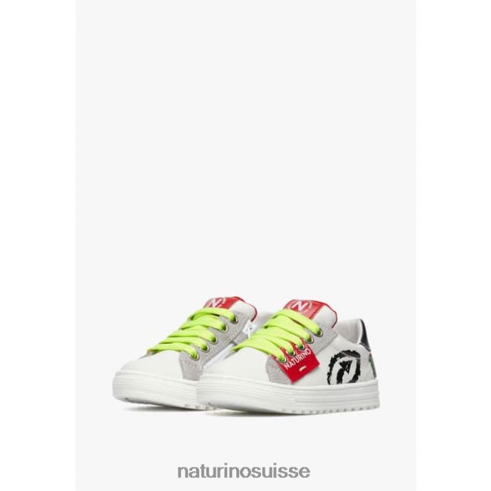 enfants hess flèche zip. T88FLL468 Naturino baskets en cuir et daim blanc noir