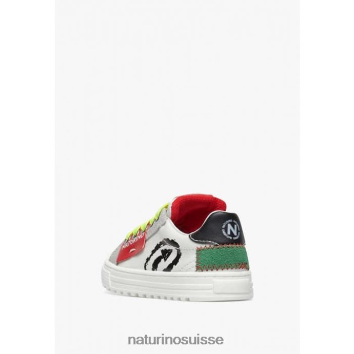 enfants hess flèche zip. T88FLL468 Naturino baskets en cuir et daim blanc noir