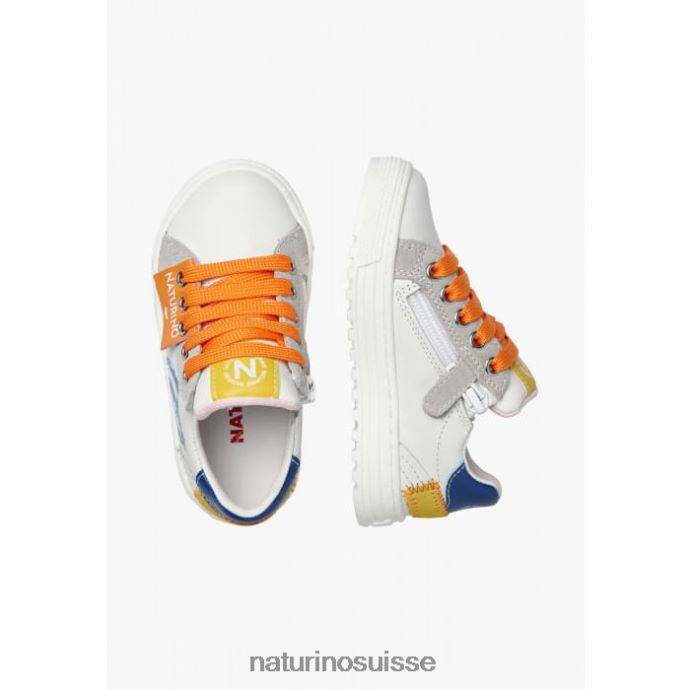 enfants hess flèche zip. T88FLL473 Naturino baskets en cuir et daim blanc-bleu clair