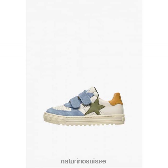 enfants hess vl. T88FLL382 Naturino baskets en cuir et daim bleu ciel-beige