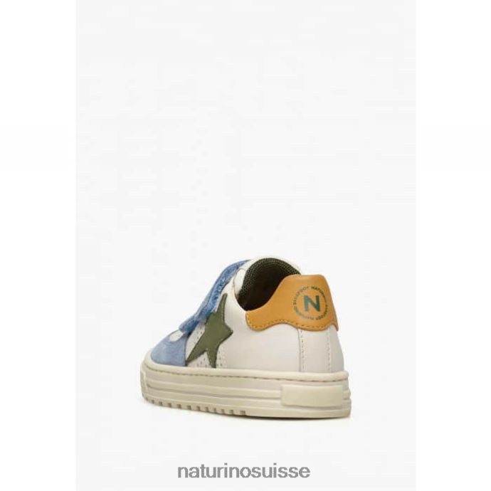 enfants hess vl. T88FLL382 Naturino baskets en cuir et daim bleu ciel-beige