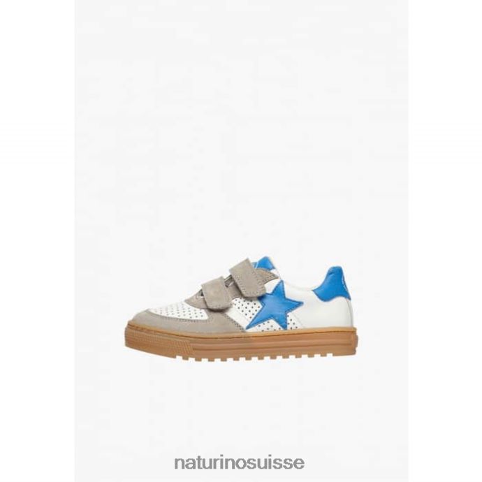 enfants hess vl. T88FLL384 Naturino baskets en cuir et daim tourterelle-bleu clair