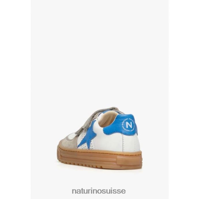 enfants hess vl. T88FLL384 Naturino baskets en cuir et daim tourterelle-bleu clair