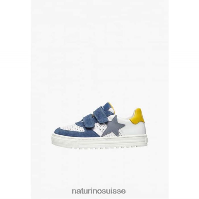 enfants hess vl. T88FLL451 Naturino baskets en cuir et daim blanc-bleu clair