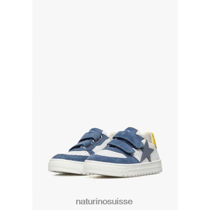 enfants hess vl. T88FLL451 Naturino baskets en cuir et daim blanc-bleu clair