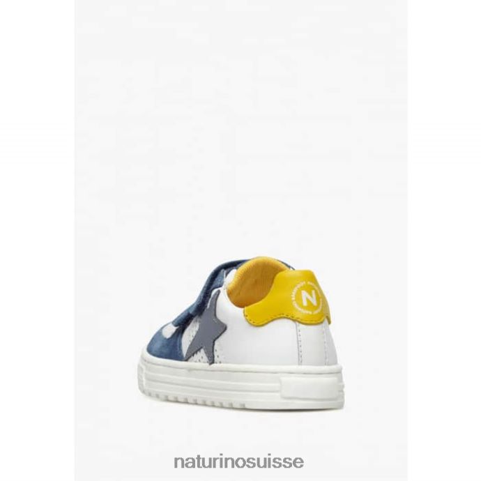 enfants hess vl. T88FLL451 Naturino baskets en cuir et daim blanc-bleu clair