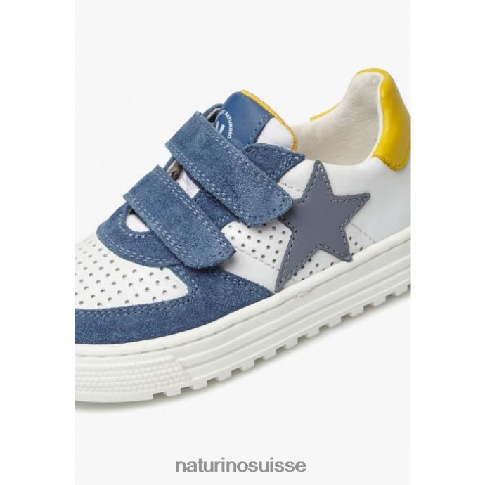 enfants hess vl. T88FLL451 Naturino baskets en cuir et daim blanc-bleu clair