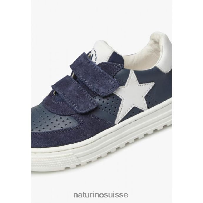 enfants hess vl. T88FLL475 Naturino baskets en cuir et daim bleu