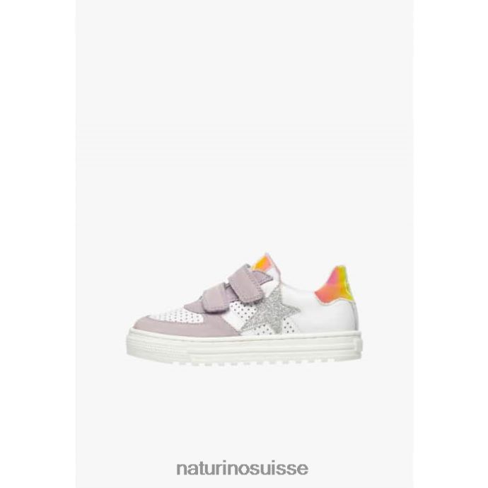 enfants hess vl. T88FLL502 Naturino baskets en cuir et daim lilas-blanc