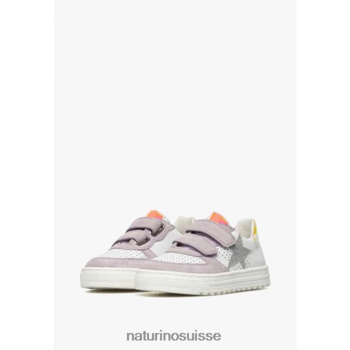 enfants hess vl. T88FLL502 Naturino baskets en cuir et daim lilas-blanc