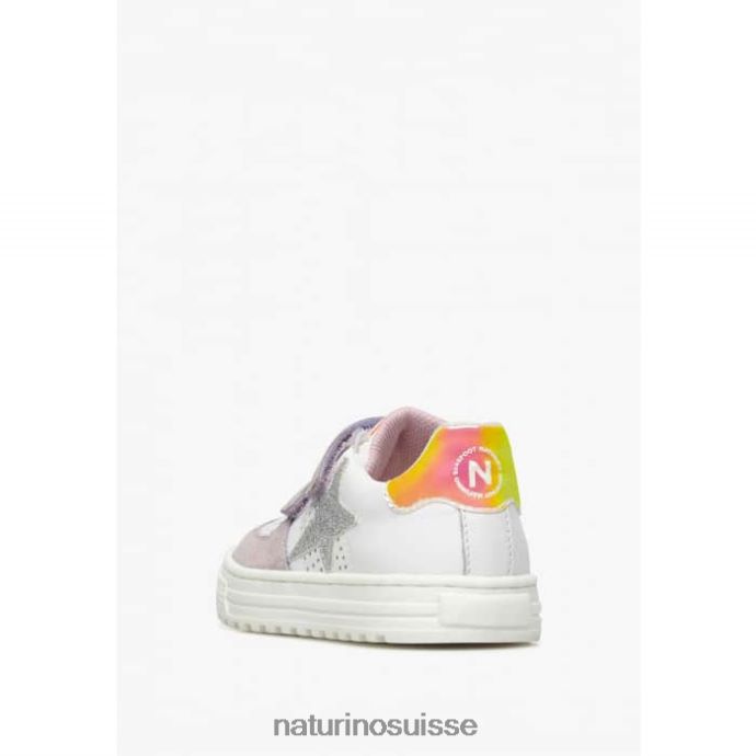 enfants hess vl. T88FLL502 Naturino baskets en cuir et daim lilas-blanc
