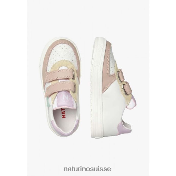 enfants hess vl. T88FLL513 Naturino baskets en cuir blanc-rose poudré