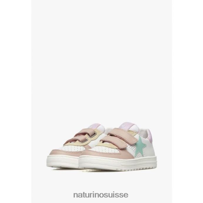enfants hess vl. T88FLL513 Naturino baskets en cuir blanc-rose poudré