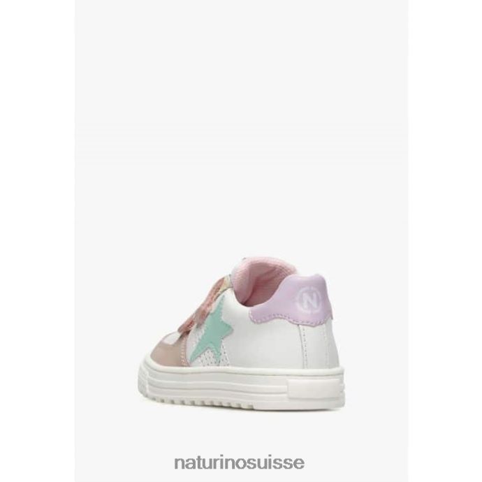 enfants hess vl. T88FLL513 Naturino baskets en cuir blanc-rose poudré