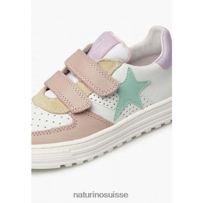 enfants hess vl. T88FLL513 Naturino baskets en cuir blanc-rose poudré