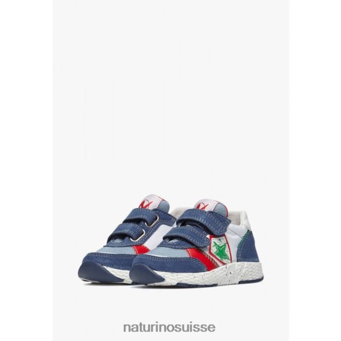 enfants jesko étoile vl. T88FLL500 Naturino baskets en daim et tissu bleu blanc