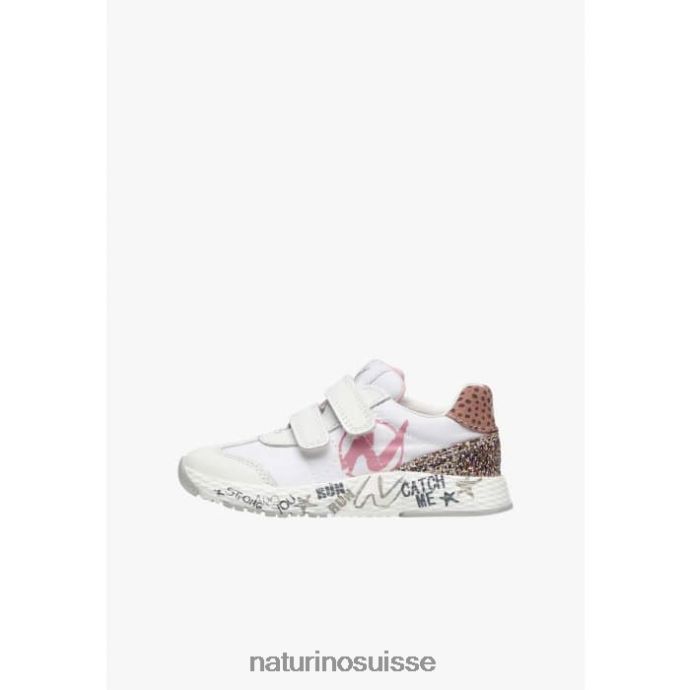 enfants jesko vl. T88FLL371 Naturino baskets en cuir et tissu technique blanc