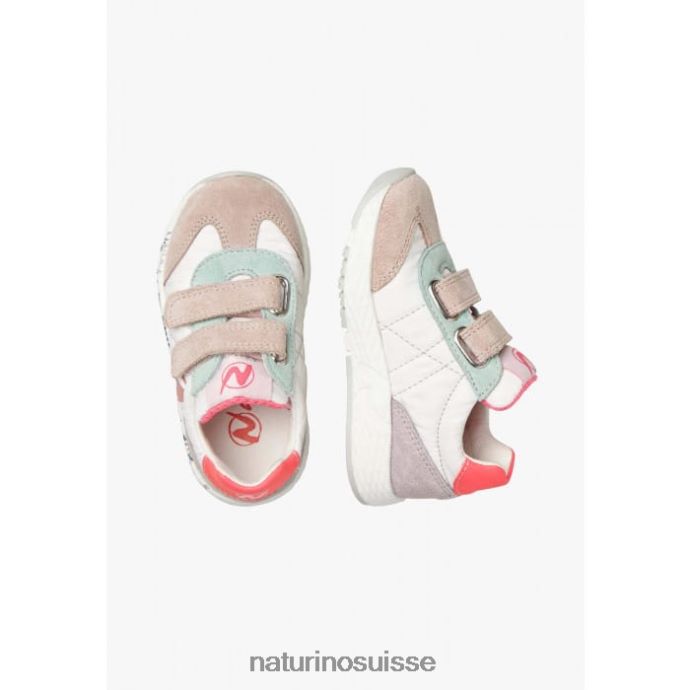enfants jesko vl. T88FLL410 Naturino baskets en daim et tissu technique blanc-rose