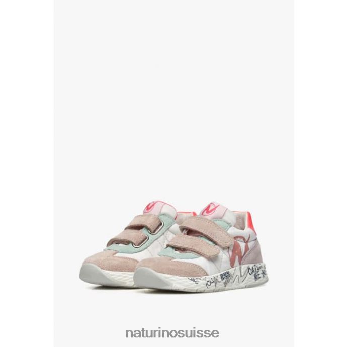 enfants jesko vl. T88FLL410 Naturino baskets en daim et tissu technique blanc-rose