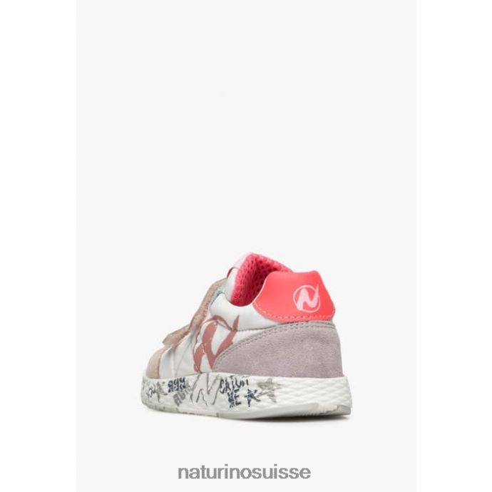 enfants jesko vl. T88FLL410 Naturino baskets en daim et tissu technique blanc-rose