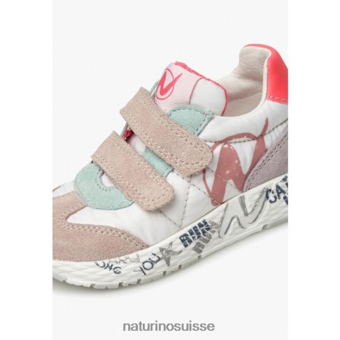 enfants jesko vl. T88FLL410 Naturino baskets en daim et tissu technique blanc-rose