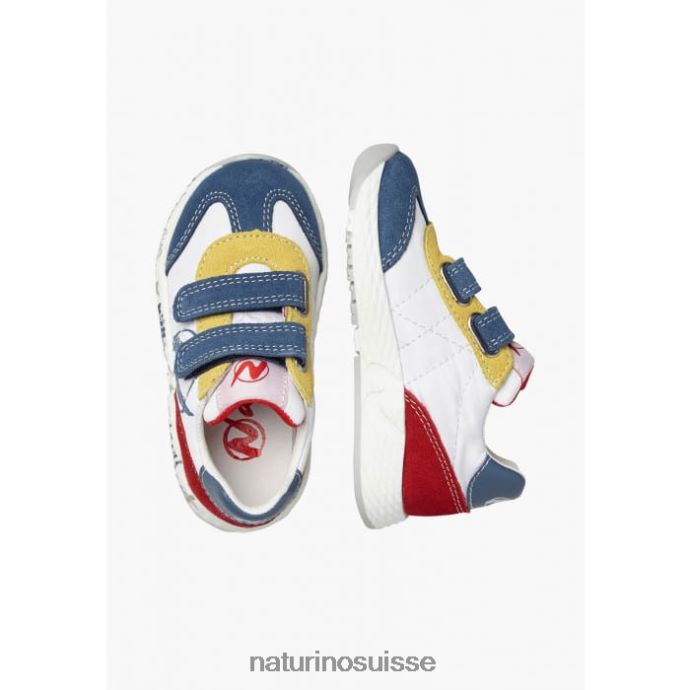 enfants jesko vl. T88FLL419 Naturino baskets en daim et tissu technique blanc bleu