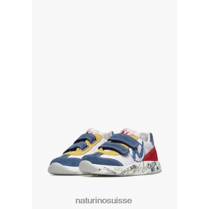 enfants jesko vl. T88FLL419 Naturino baskets en daim et tissu technique blanc bleu