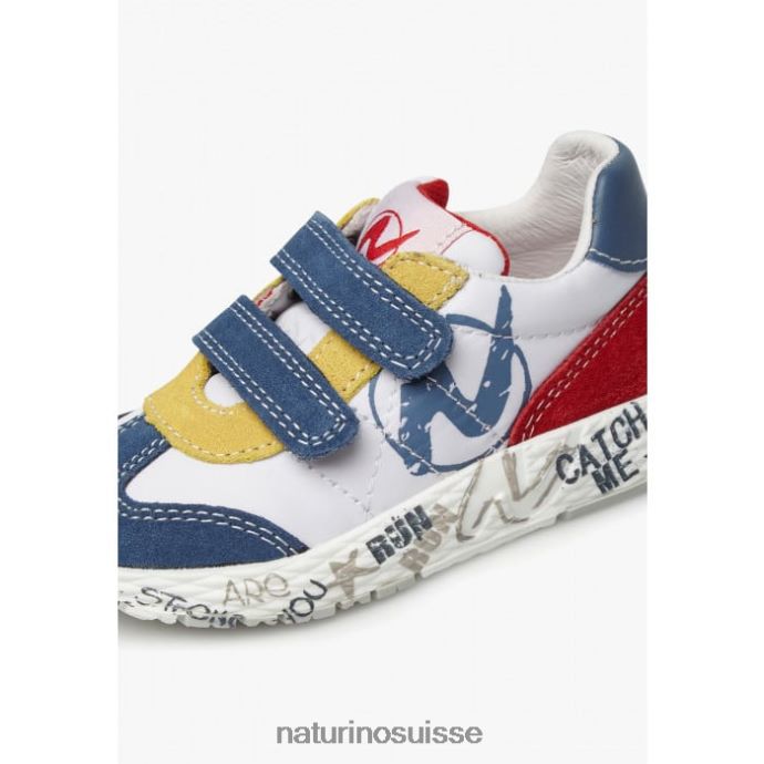 enfants jesko vl. T88FLL419 Naturino baskets en daim et tissu technique blanc bleu