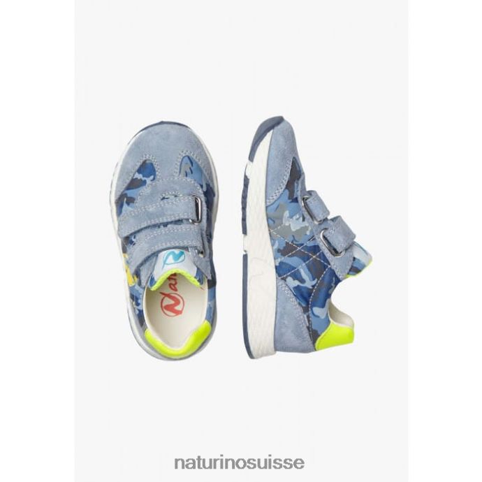 enfants jesko vl. T88FLL469 Naturino baskets en tissu technique et daim bleu-jaune clair