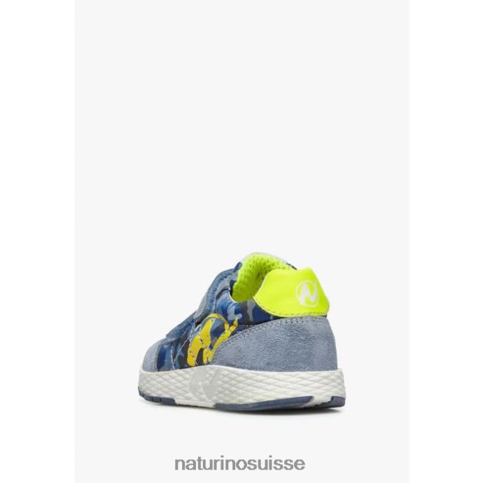 enfants jesko vl. T88FLL469 Naturino baskets en tissu technique et daim bleu-jaune clair