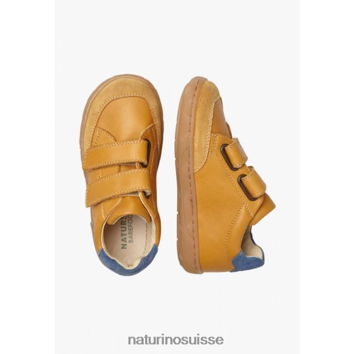 enfants koalitos T88FLL389 Naturino baskets en cuir nappa et daim Cognac