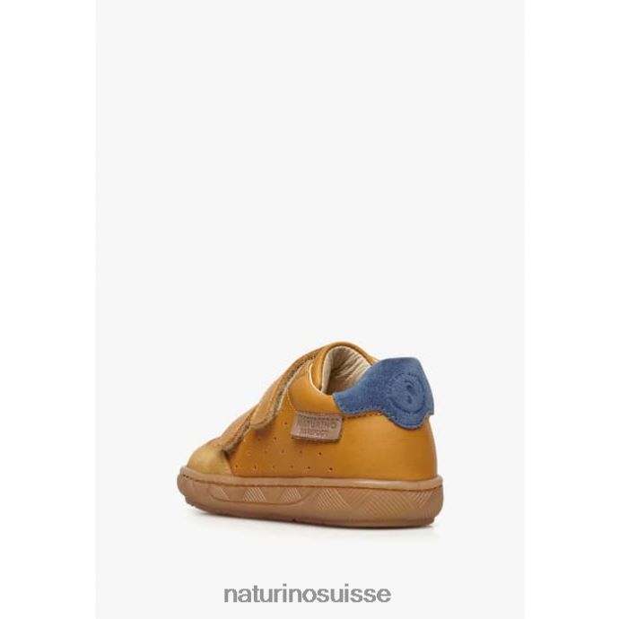 enfants koalitos T88FLL389 Naturino baskets en cuir nappa et daim Cognac
