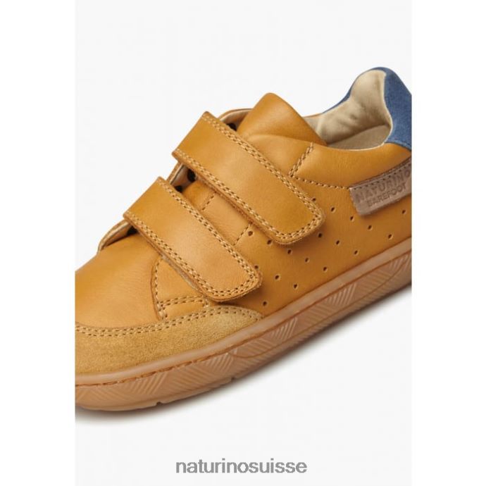 enfants koalitos T88FLL389 Naturino baskets en cuir nappa et daim Cognac
