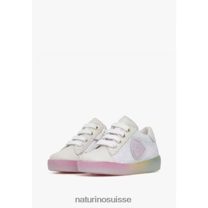 enfants korey 2 zip T88FLL404 Naturino baskets en cuir blanc