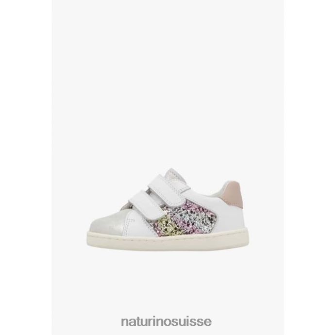 enfants kozuc vl T88FLL405 Naturino baskets en cuir et daim blanc argenté